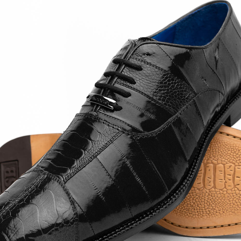 Belvedere Mare Ostrich/Eel Shoes Black (2P7)