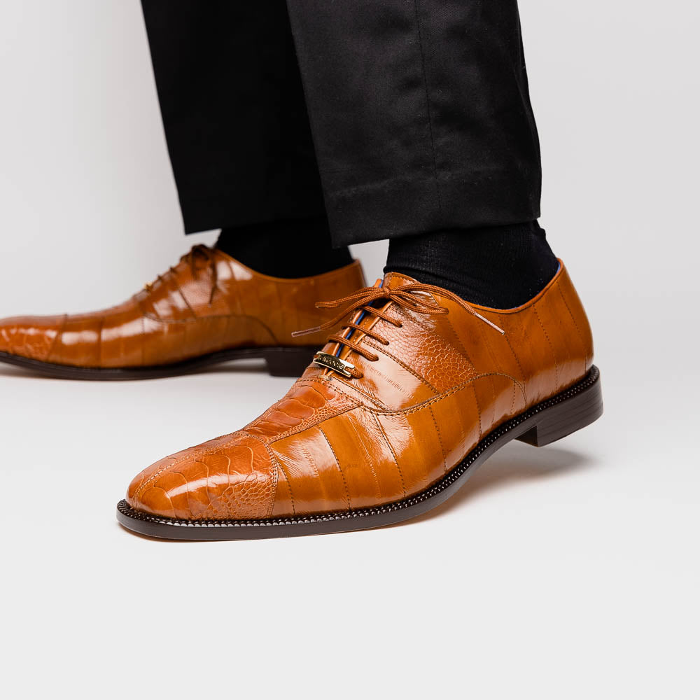 Belvedere Mare Ostrich/Eel Shoes Camel (2P7)
