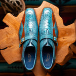 Belvedere Marte Genuine Ostrich Shoes Antique Ocean / Antique Brandy