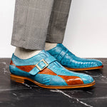 Belvedere Marte Genuine Ostrich Shoes Antique Ocean / Antique Brandy