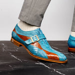 Belvedere Marte Genuine Ostrich Shoes Antique Ocean / Antique Brandy