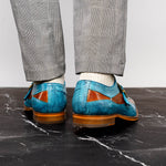 Belvedere Marte Genuine Ostrich Shoes Antique Ocean / Antique Brandy