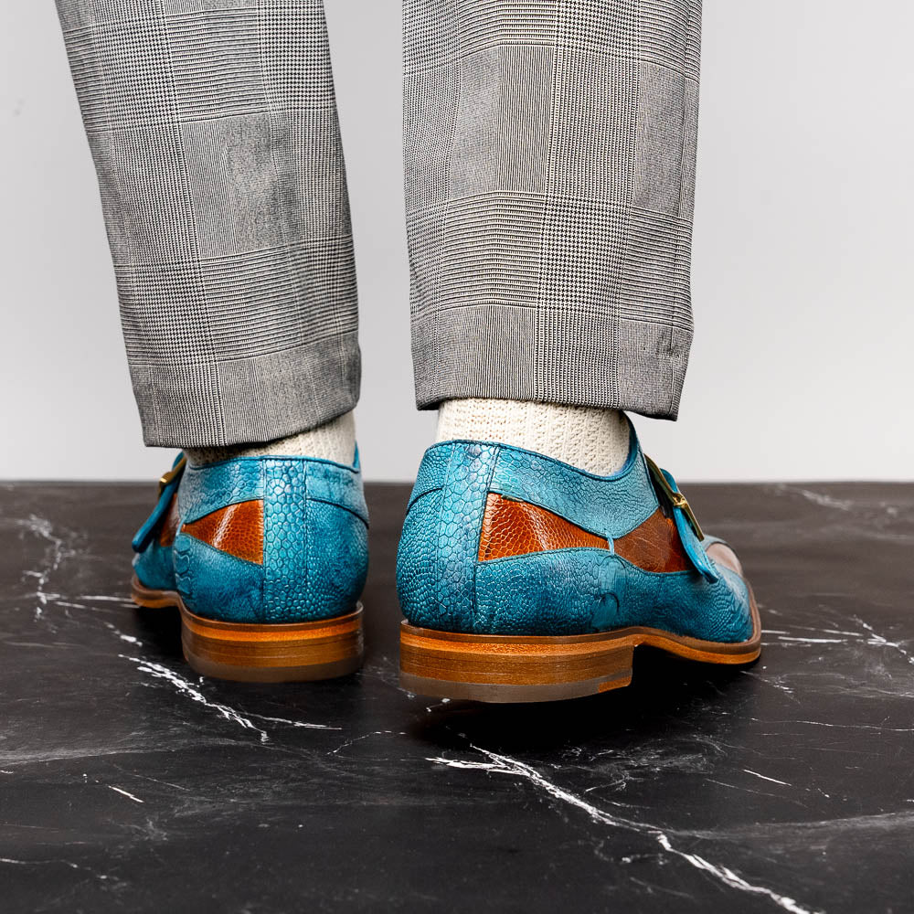 Belvedere Marte Genuine Ostrich Shoes Antique Ocean / Antique Brandy