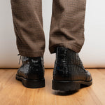 Marco Di Milano Martinelli Caiman Crocodile Chukka Boots Black
