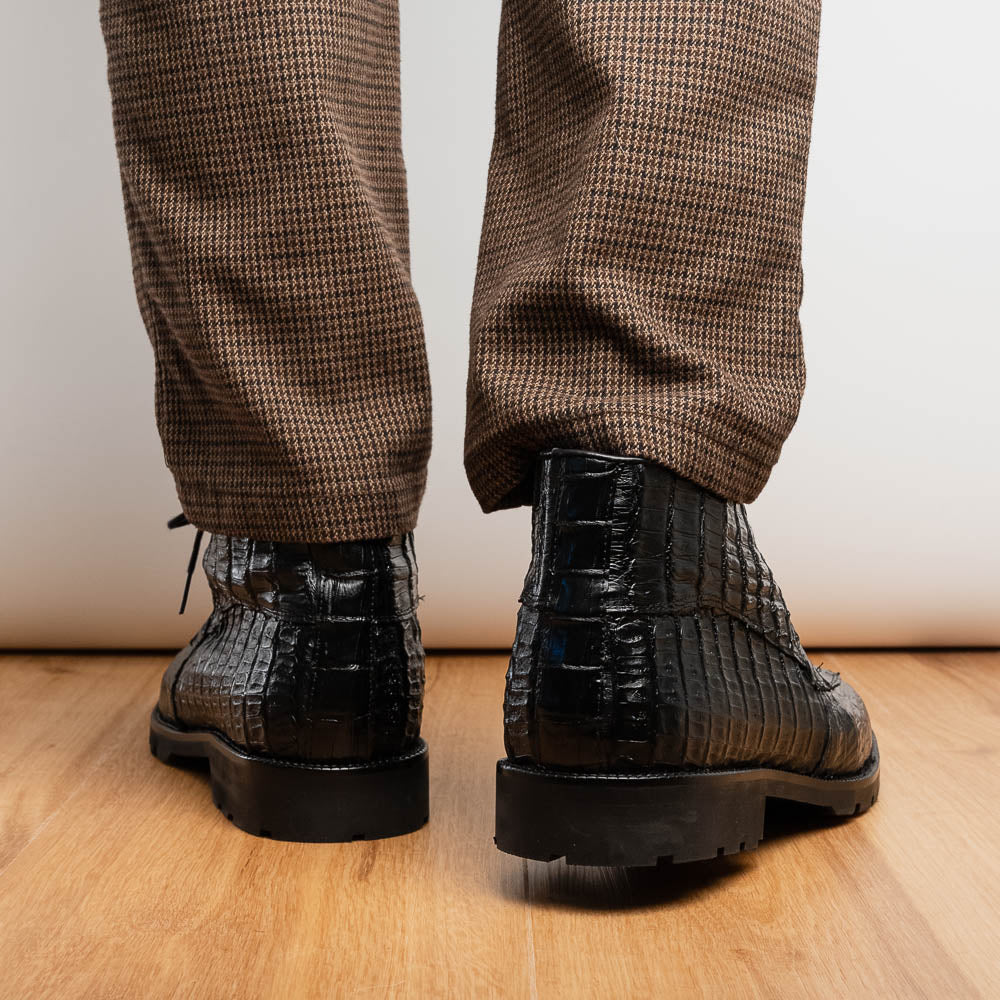Marco Di Milano Martinelli Caiman Crocodile Chukka Boots Black