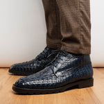 Marco Di Milano Martinelli Caiman Crocodile Chukka Boots Navy