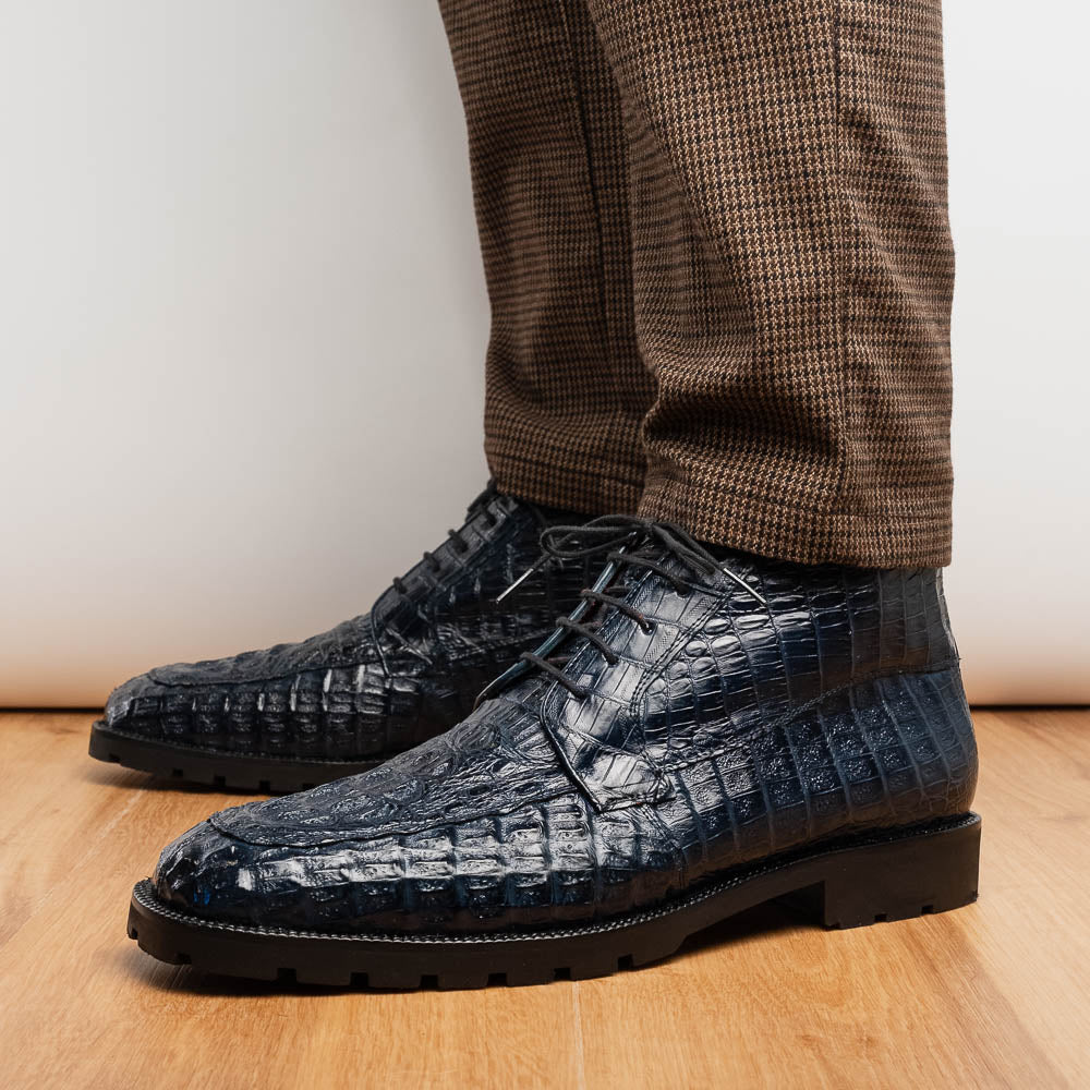 Marco Di Milano Martinelli Caiman Crocodile Chukka Boots Navy
