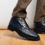 Marco Di Milano Martinelli Caiman Crocodile Chukka Boots Navy
