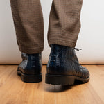 Marco Di Milano Martinelli Caiman Crocodile Chukka Boots Navy