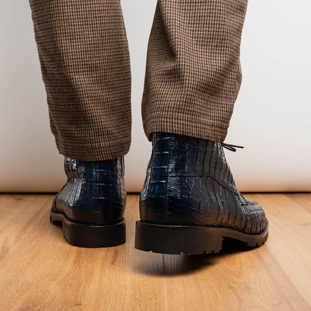 Marco Di Milano Martinelli Caiman Crocodile Chukka Boots Navy