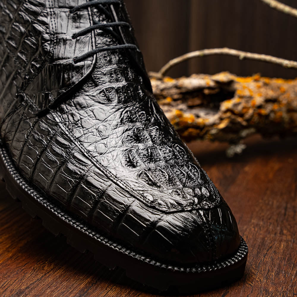 Marco Di Milano Martinelli Caiman Crocodile Chukka Boots Black