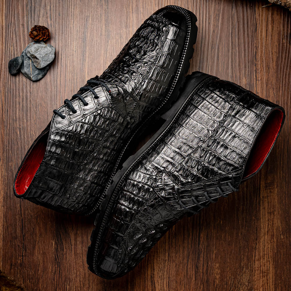 Marco Di Milano Martinelli Caiman Crocodile Chukka Boots Black