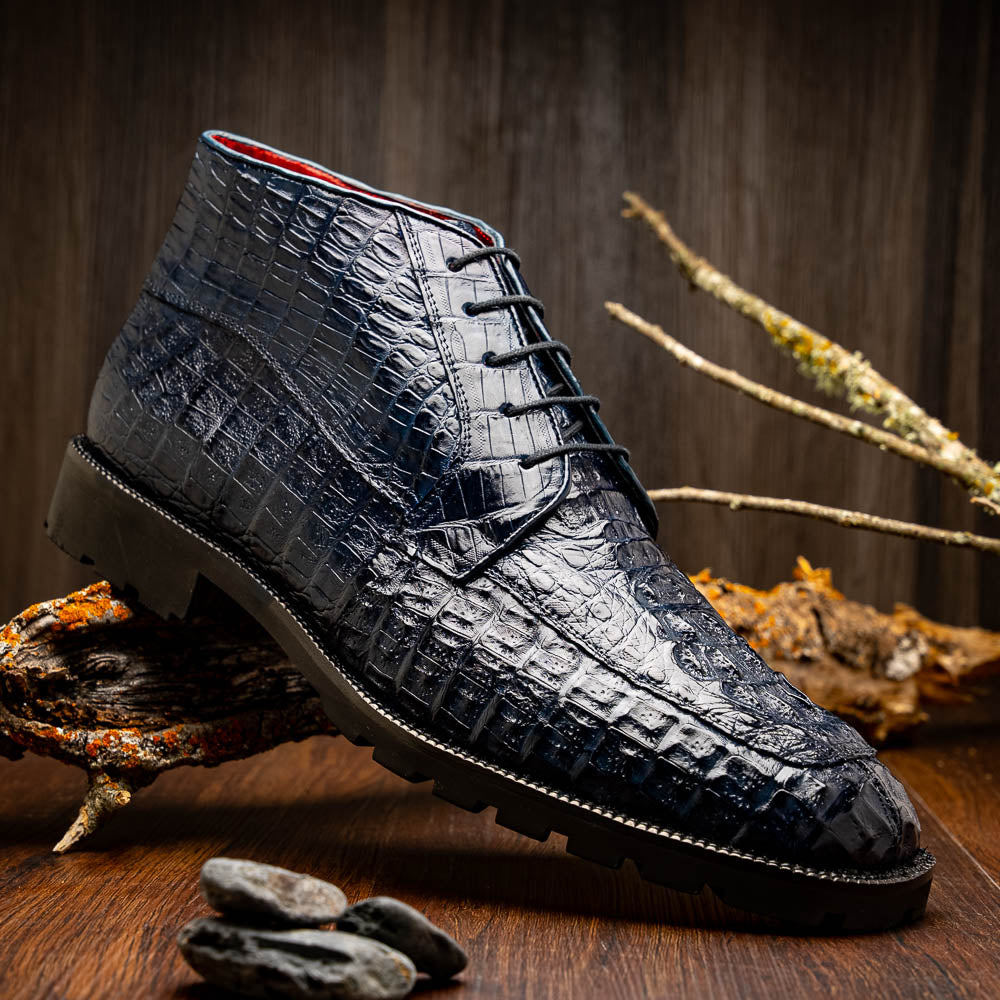 Marco Di Milano Martinelli Caiman Crocodile Chukka Boots Navy