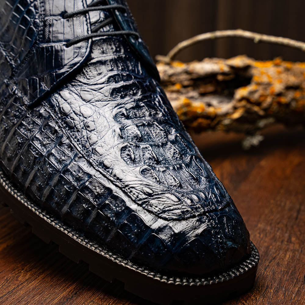 Marco Di Milano Martinelli Caiman Crocodile Chukka Boots Navy