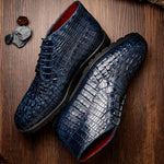 Marco Di Milano Martinelli Caiman Crocodile Chukka Boots Navy
