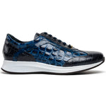 Maseratti Vidal 6002 Embossed Crocodile / Caiman / Ostrich Sneakers Blue