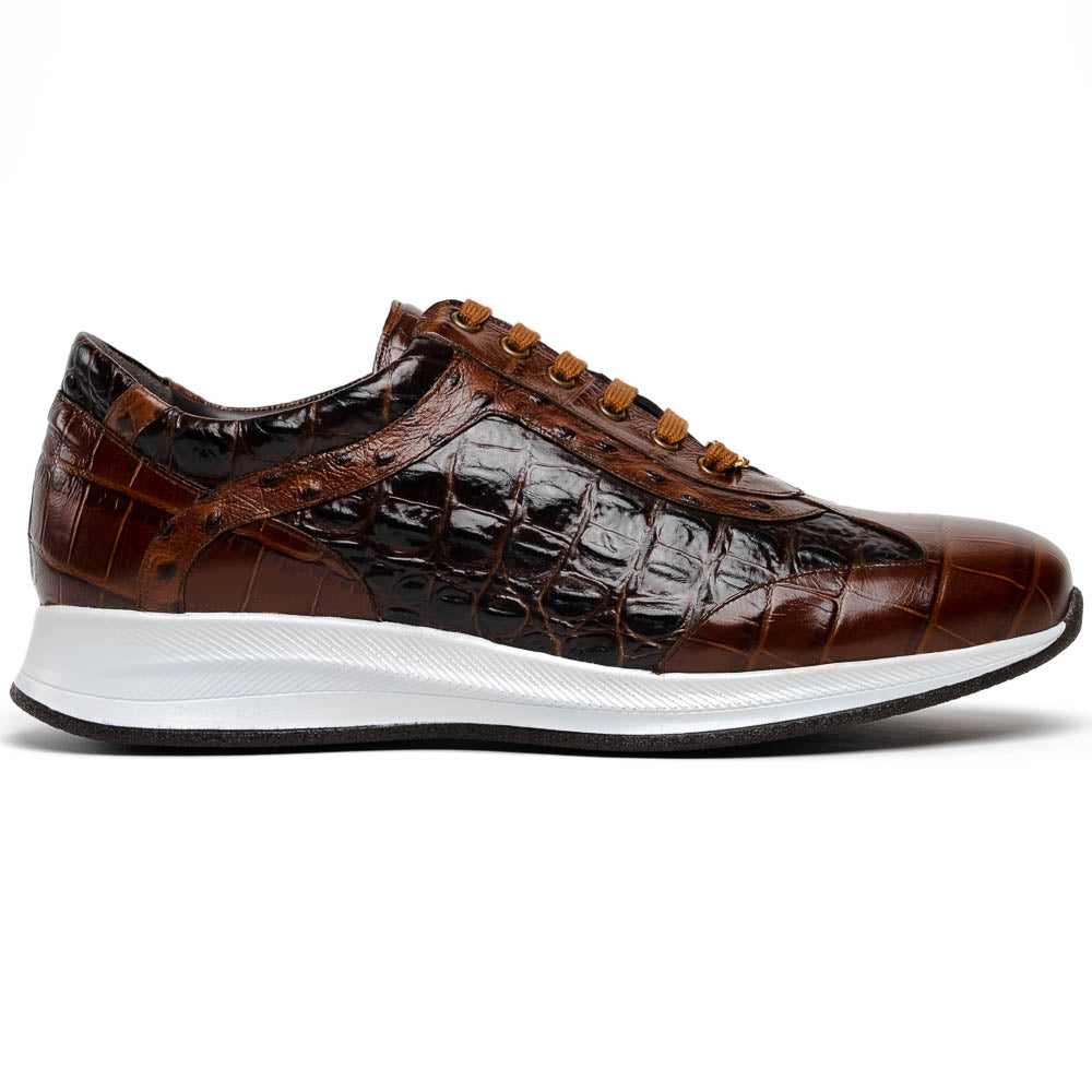 Maseratti Vidal 6002 Embossed Crocodile / Caiman / Ostrich Sneakers Brown