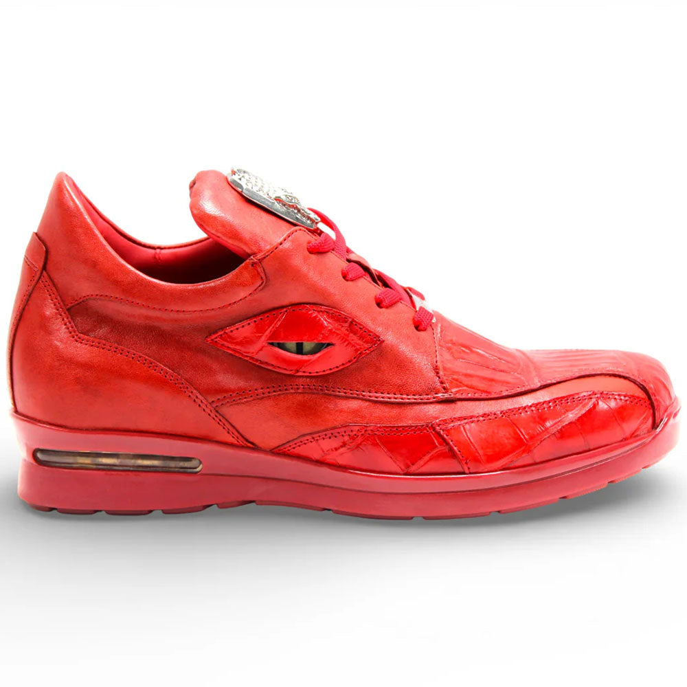 Fennix Mason Leather & Alligator Sneakers Red