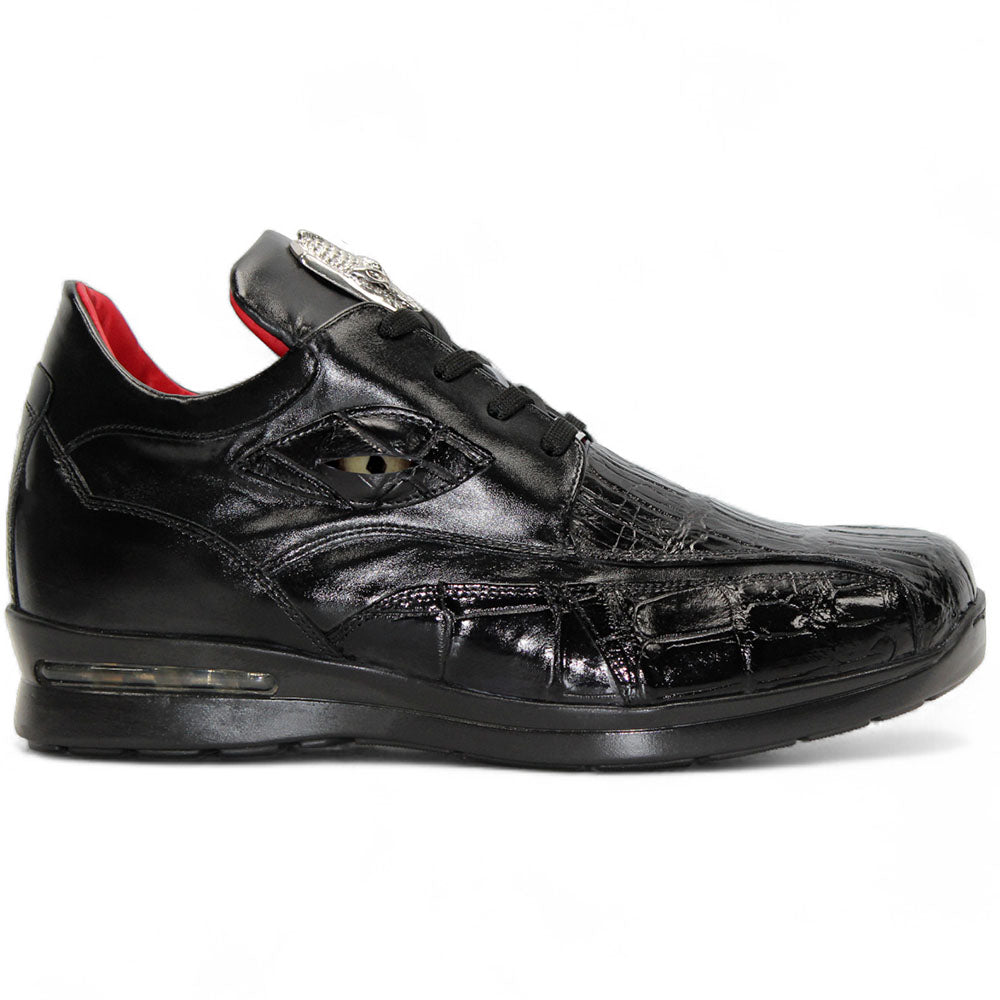 Fennix Mason Leather & Alligator Sneakers Black