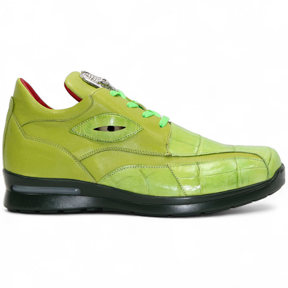 Fennix Mason Leather & Alligator Sneakers Lime