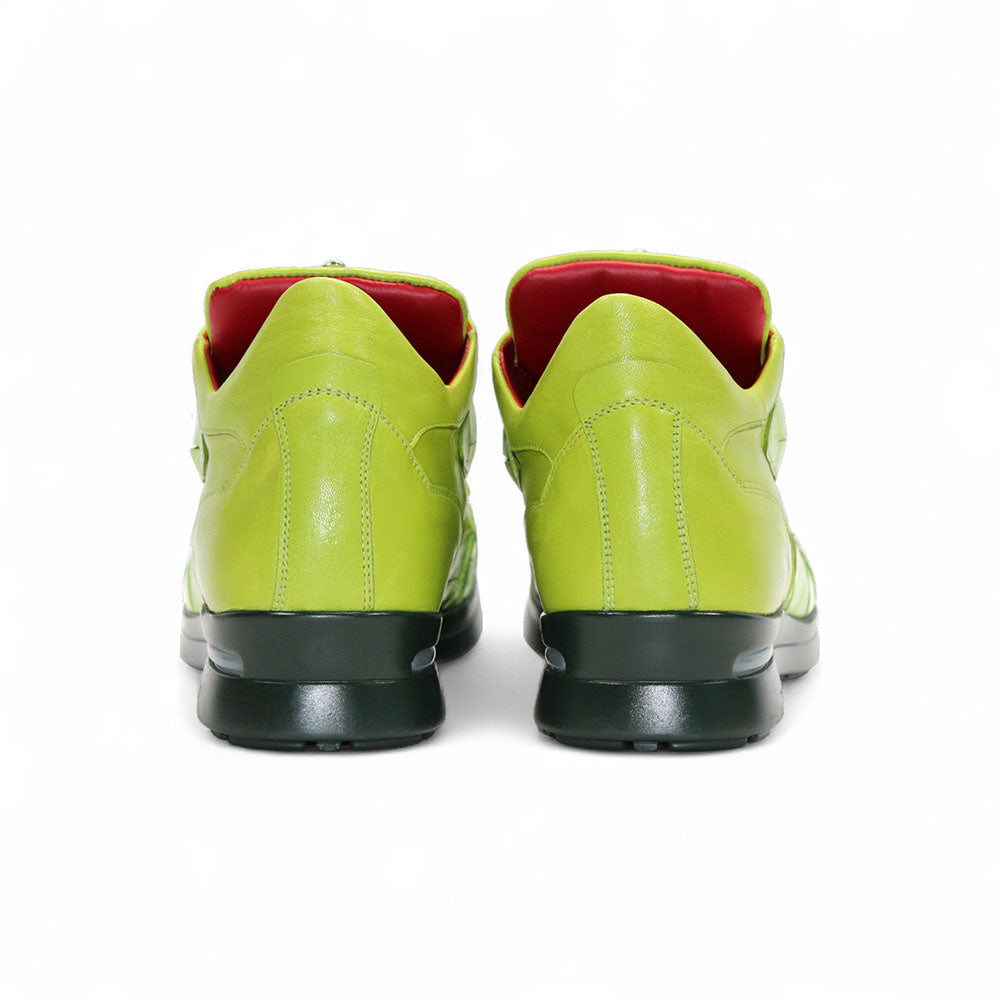 Fennix Mason Leather & Alligator Sneakers Lime | MensDesignerShoe.com