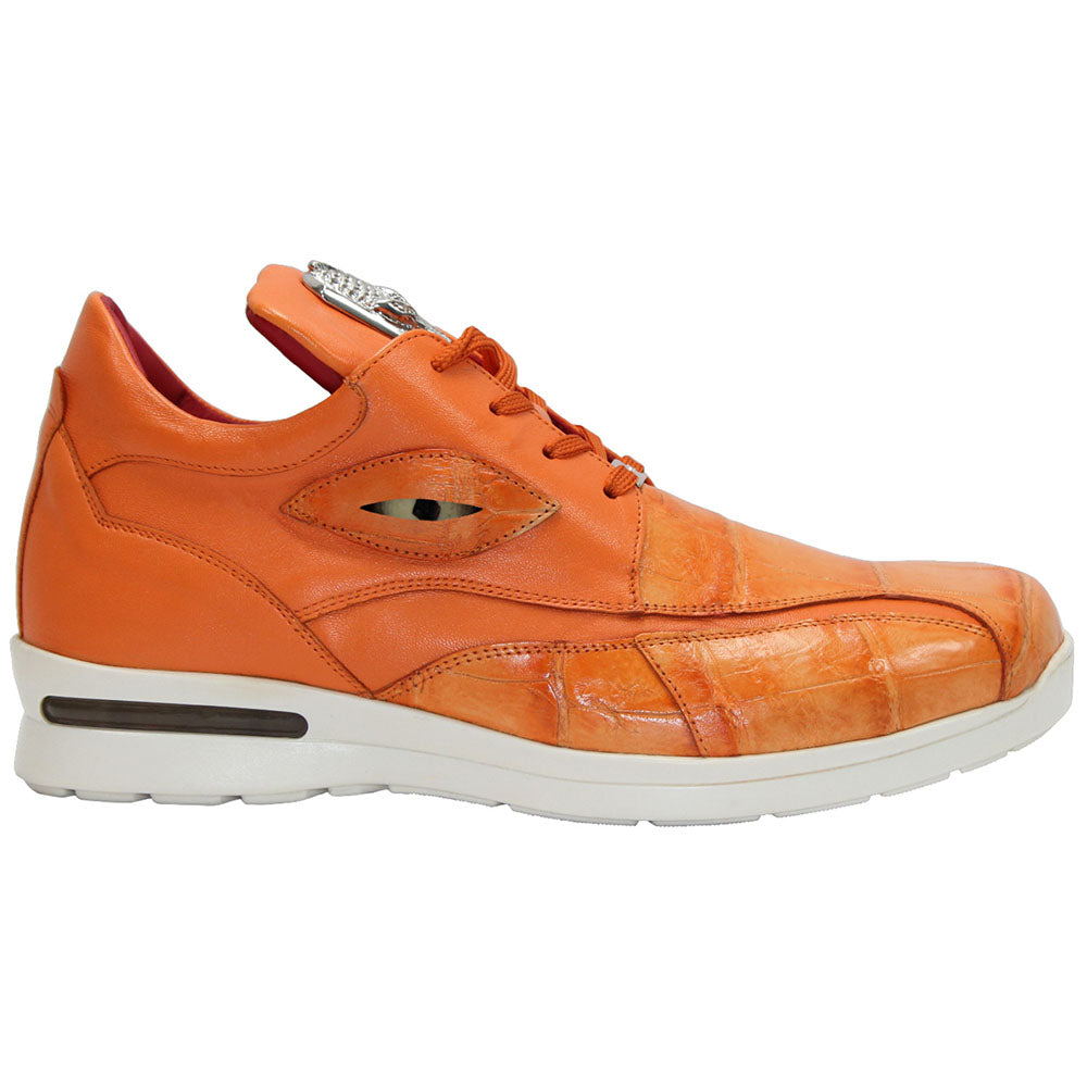 Fennix Mason Leather & Alligator Sneakers Orange