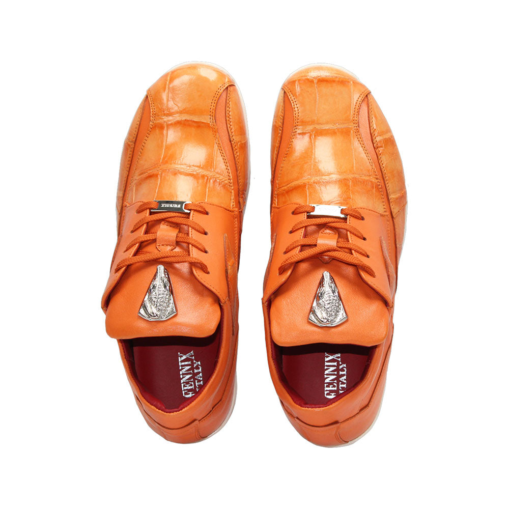 Fennix Mason Leather & Alligator Sneakers Orange