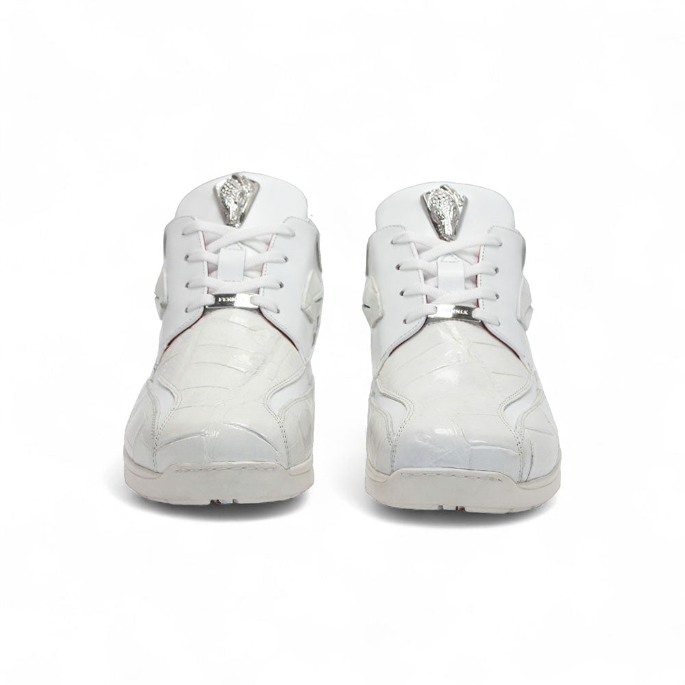 Fennix Mason Leather & Alligator Sneakers White | MensDesignerShoe.com