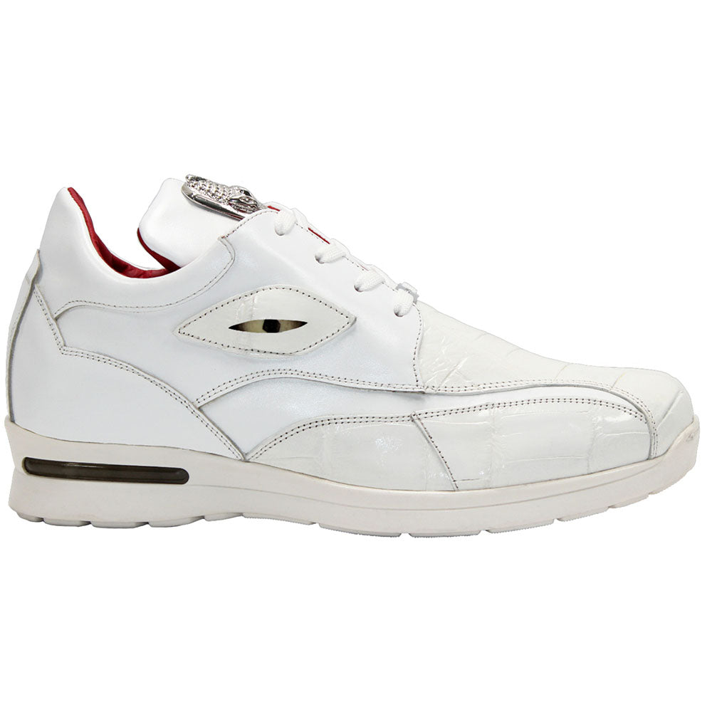 Fennix Mason Leather & Alligator Sneakers White