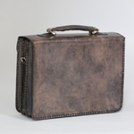 Massimiliano Stanco Barbera Hand Antiqued Gusset Briefcase Old Gray
