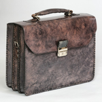 Massimiliano Stanco Barbera Hand Antiqued Gusset Briefcase Old Gray