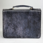 Massimiliano San Babila Hand Antiqued Gusset Briefcase Brushed Denim