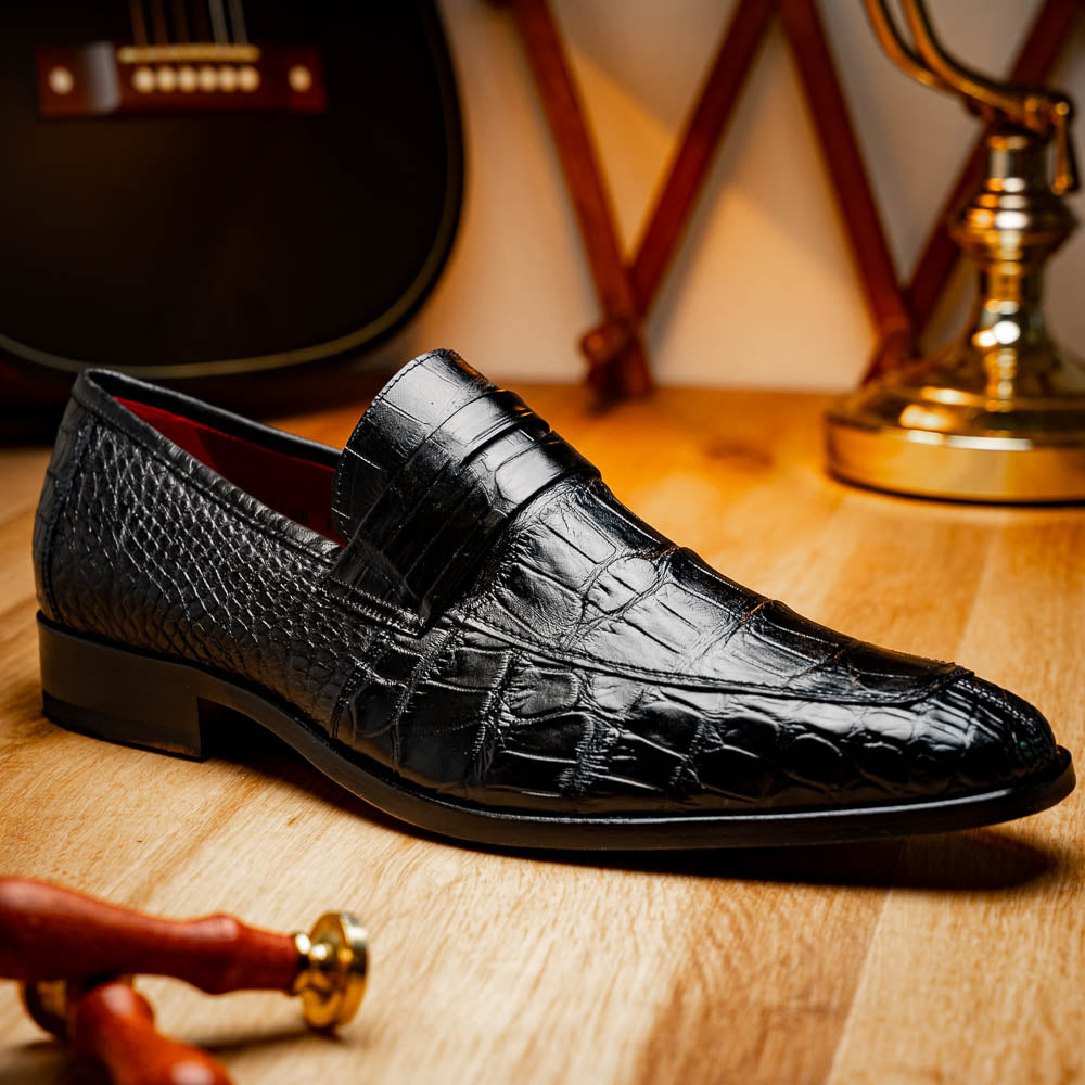 Marco Di Milano Matteo Alligator Penny Loafer Black