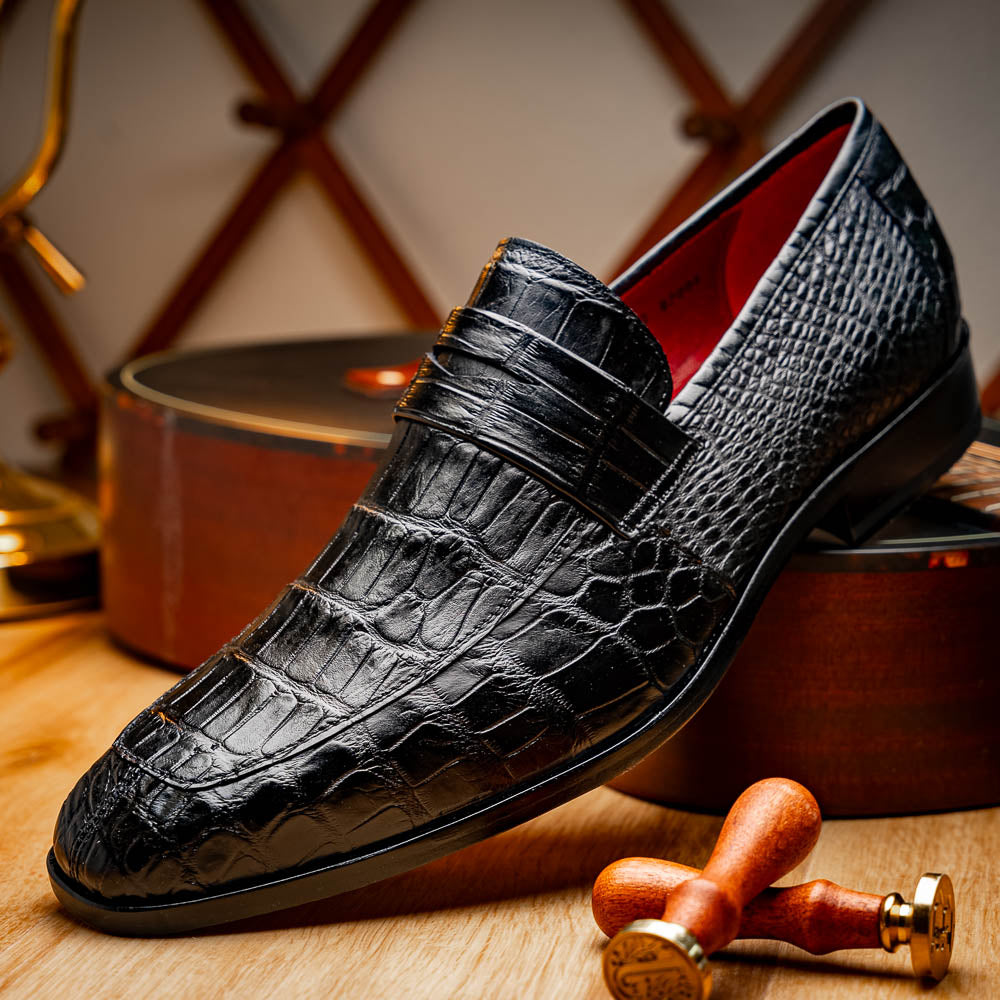 Marco Di Milano Matteo Alligator Penny Loafer Black