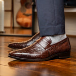 Marco Di Milano Matteo Alligator Penny Loafer Brown
