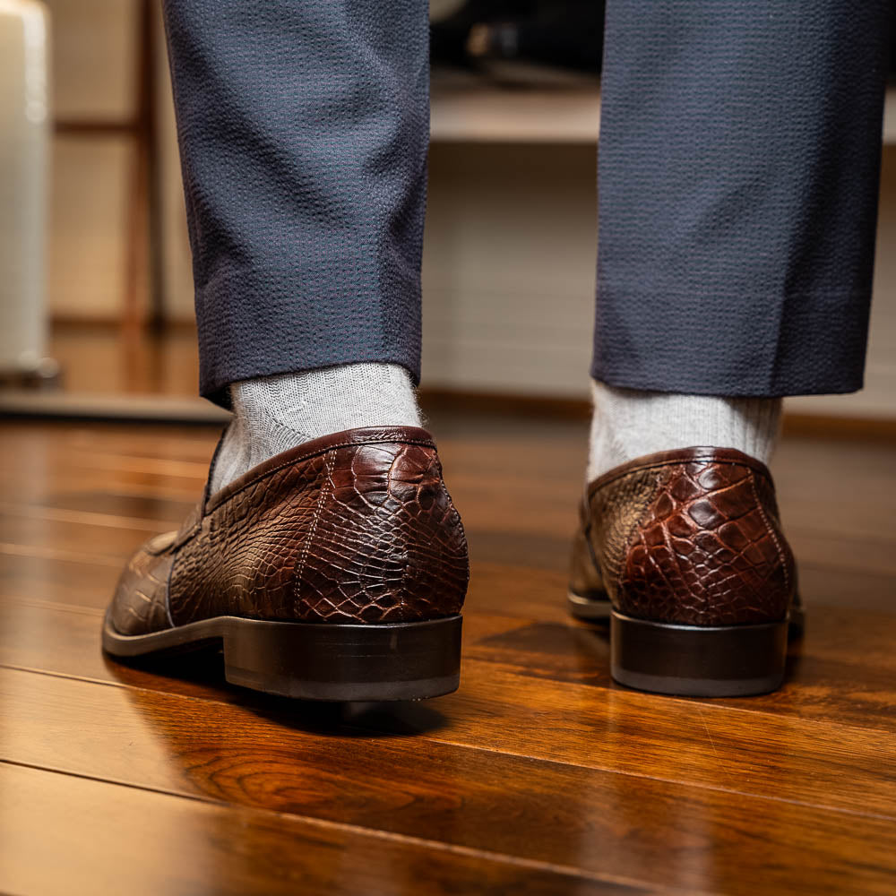Marco Di Milano Matteo Alligator Penny Loafer Brown