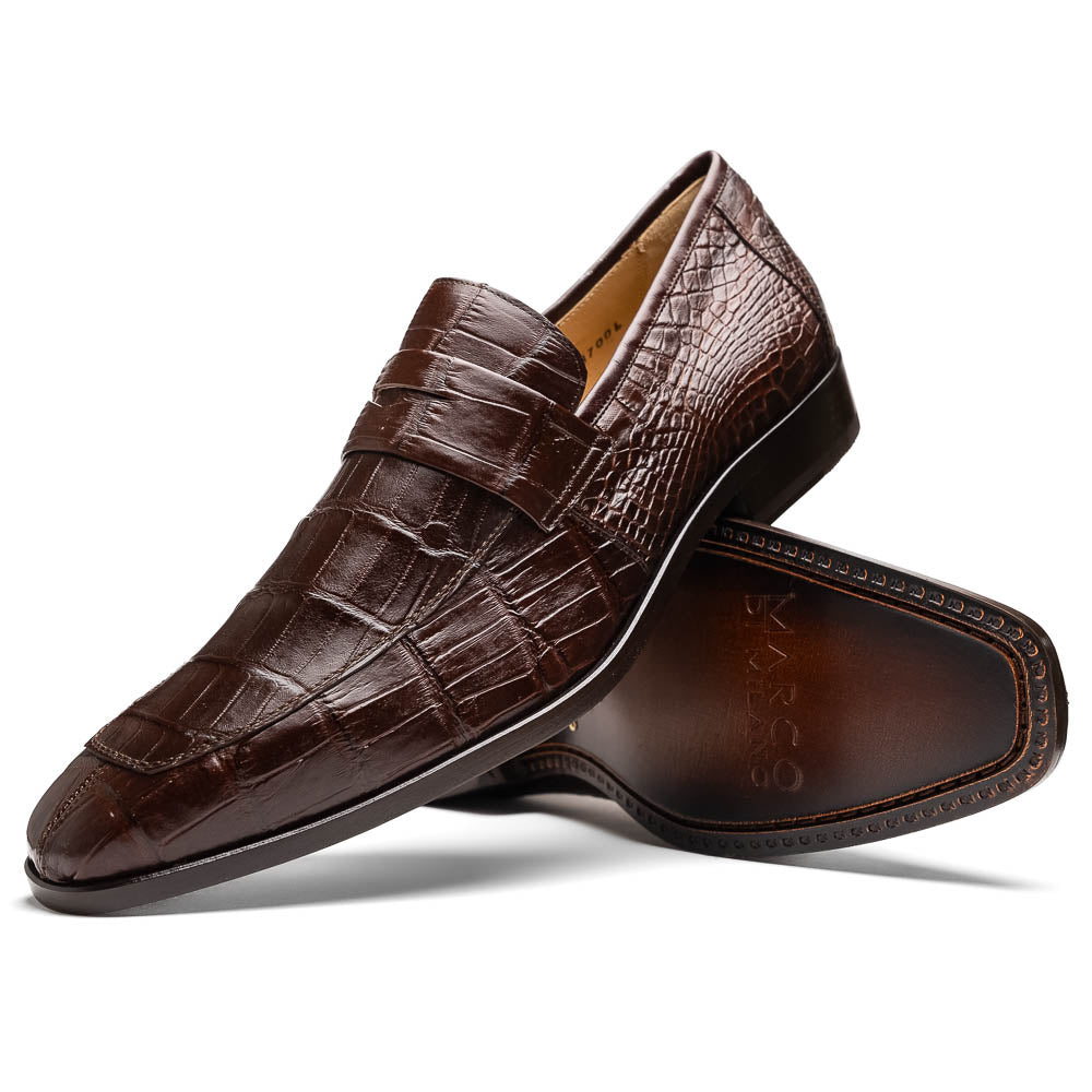 Marco Di Milano Matteo Alligator Penny Loafer Brown