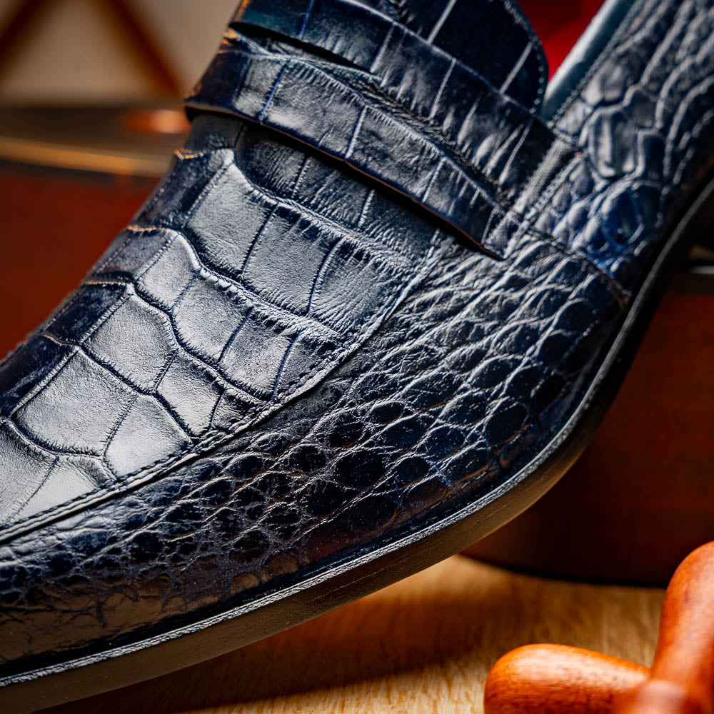Marco Di Milano Matteo Alligator Penny Loafer Navy