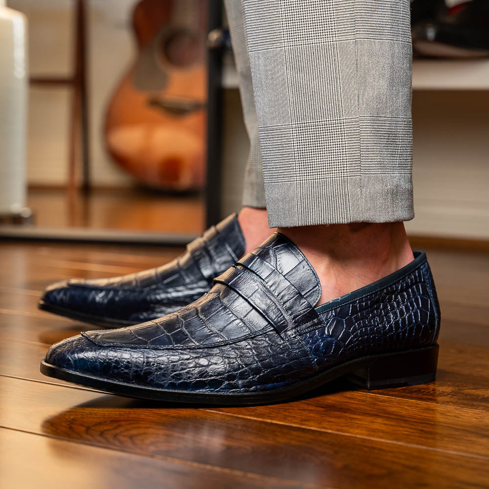 Marco Di Milano Matteo Alligator Penny Loafer Navy