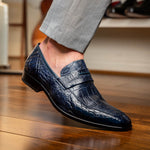 Marco Di Milano Matteo Alligator Penny Loafer Navy
