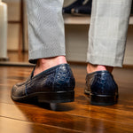 Marco Di Milano Matteo Alligator Penny Loafer Navy