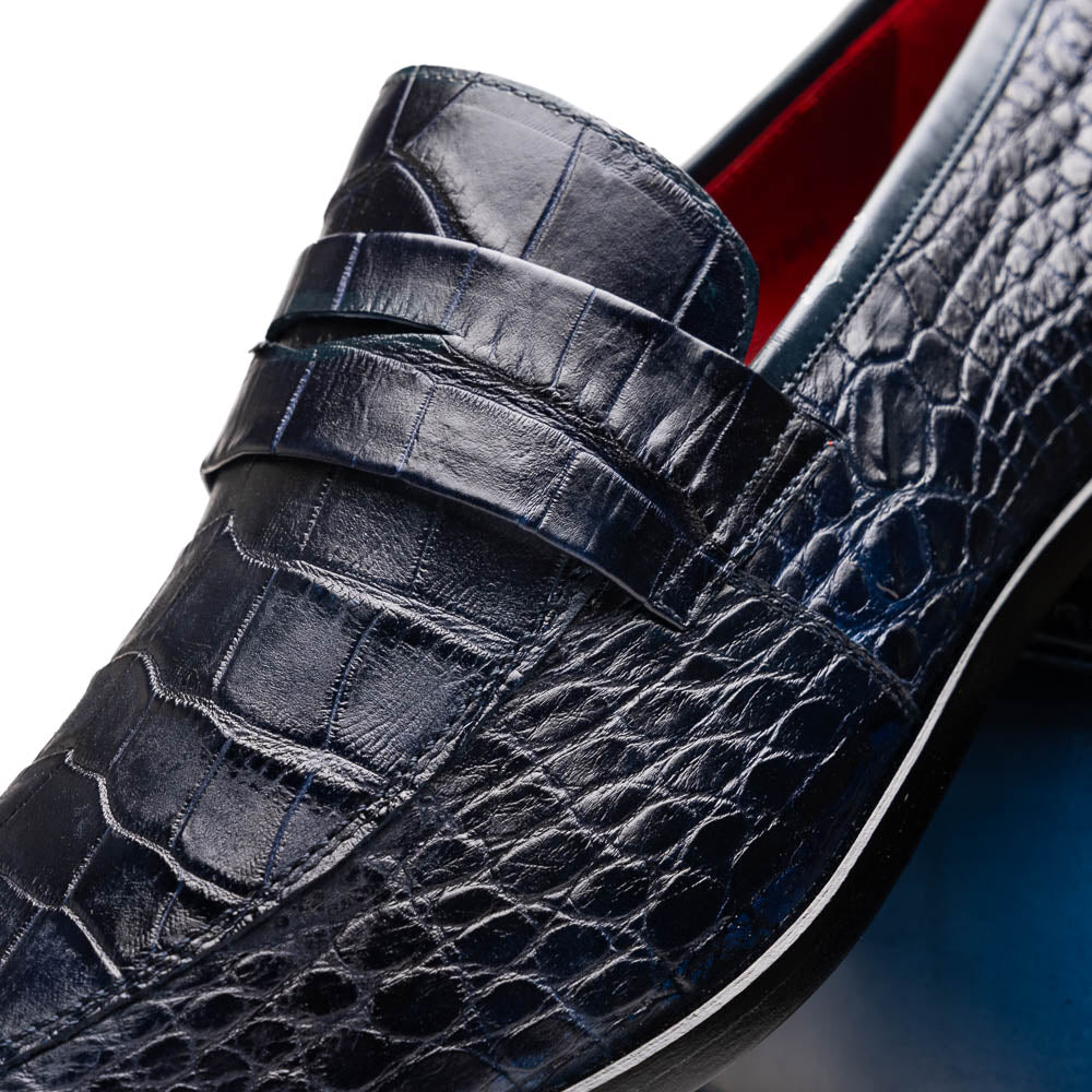 Marco Di Milano Matteo Alligator Penny Loafer Navy