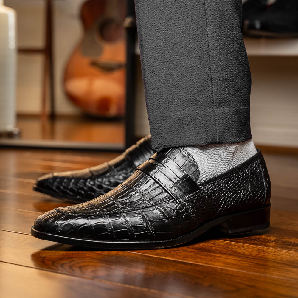 Marco Di Milano Matteo Alligator Penny Loafer Black