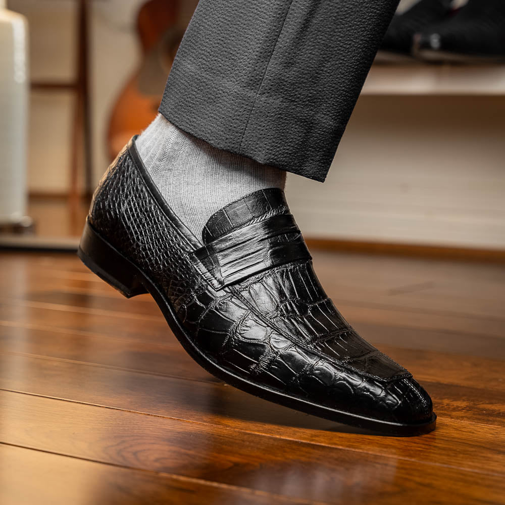 Marco Di Milano Matteo Alligator Penny Loafer Black