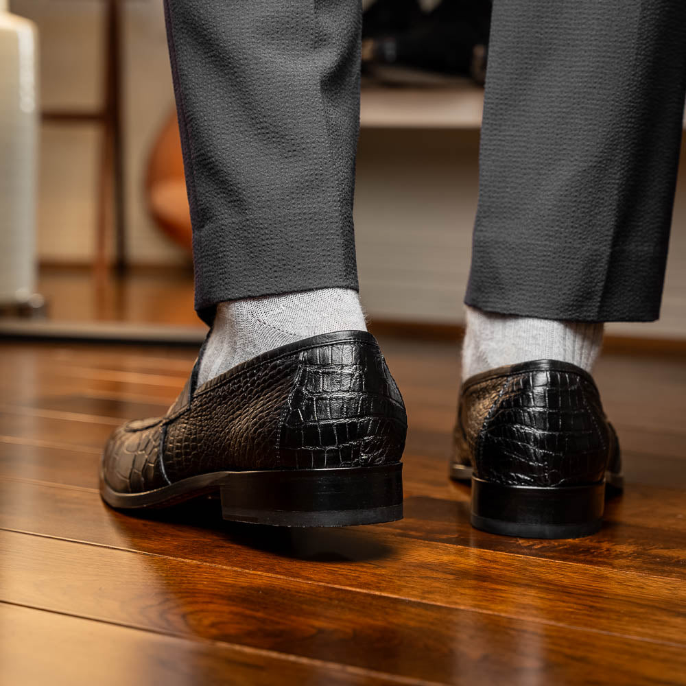 Marco Di Milano Matteo Alligator Penny Loafer Black