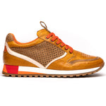 Zelli Matteo Calfskin / Perforated Suede Sneakers Mustard