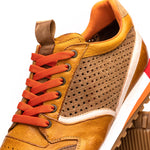 Zelli Matteo Calfskin / Perforated Suede Sneakers Mustard (65-224-MUS)