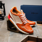 Zelli Matteo Calfskin / Perforated Suede Sneakers Burnt Orange (65-224-ORN)