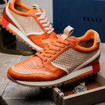 Zelli Matteo Calfskin / Perforated Suede Sneakers Burnt Orange (65-224-ORN)