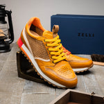 Zelli Matteo Calfskin / Perforated Suede Sneakers Mustard (65-224-MUS)
